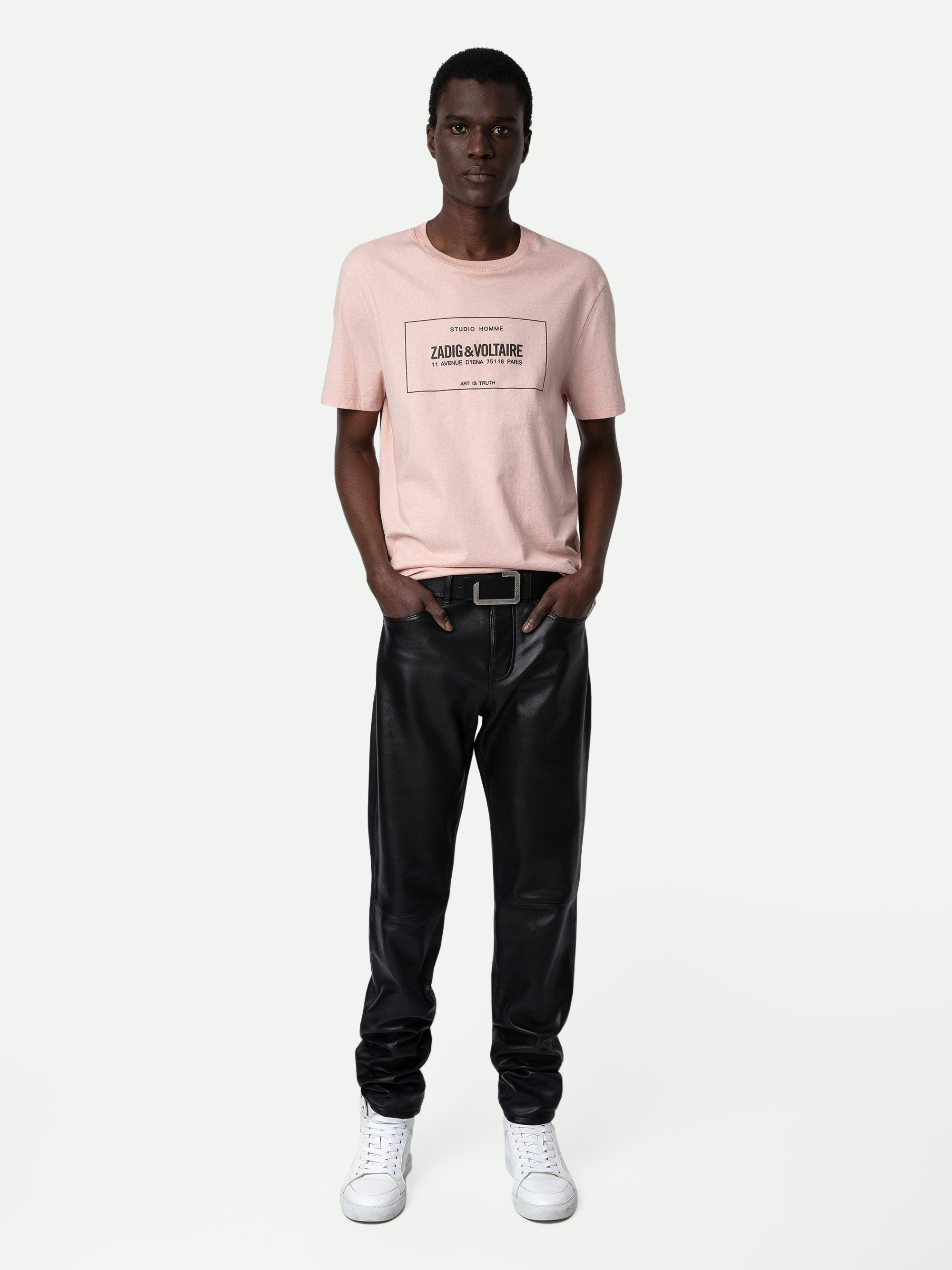 T-shirt Ted Stemma - T-shirt in cotone biologico rosa con stemma.
