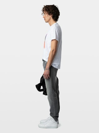 Toby T-shirt - Flamed short-sleeved t-shirt with photoprint and Greta poem print.