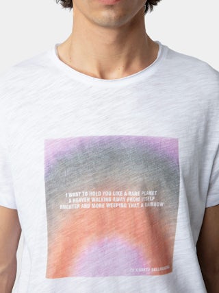 Toby T-shirt - Flamed short-sleeved t-shirt with photoprint and Greta poem print.