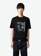 Ted Photoprint T-shirt - Short-sleeved black organic cotton T-shirt with Cosmic photoprint on front.