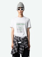 Camiseta Ted con Estampado Fotográfico - Camiseta de manga corta de algodón ecológico de color gris claro, con estampado fotográfico Studio Woman en la parte delantera.