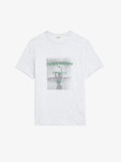 Camiseta Ted con Estampado Fotográfico - Camiseta de manga corta de algodón ecológico de color gris claro, con estampado fotográfico Studio Woman en la parte delantera.