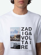 T-shirt Ted Photoprint - T-shirt in cotone biologico bianca a maniche corte e stampa fotografica Rétrospective sul davanti.