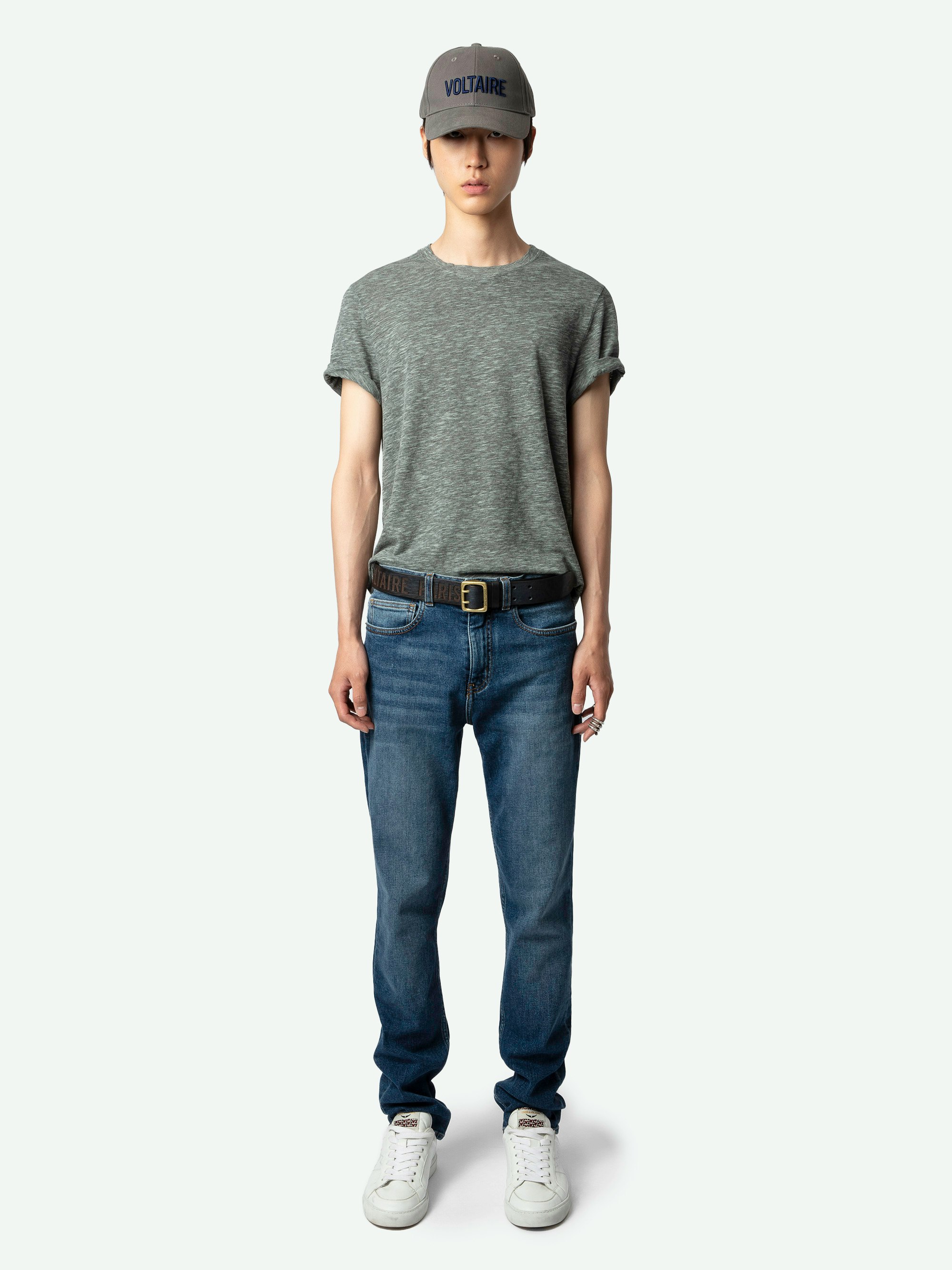 T-Shirt Tommy Arrow - T-shirt grigia fiammata con maniche corte e stampa con freccia sul retro.
