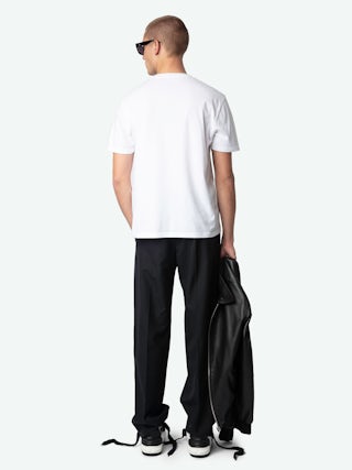 Tommy T-shirt - White organic cotton t-shirt with short sleeves and "Rock'N'Roll Is Not Dead" print.