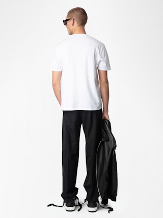 T-shirt Tommy - T-shirt in cotone biologico bianco a maniche corte con stampa "Rock'N'Roll Is Not Dead".