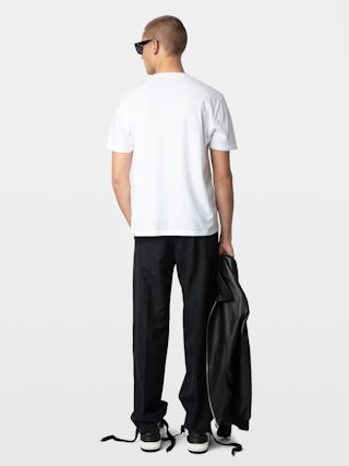 T-shirt Tommy - T-shirt en coton biologique blanc à manches courtes et imprimé "Rock'N'Roll Is Not Dead".