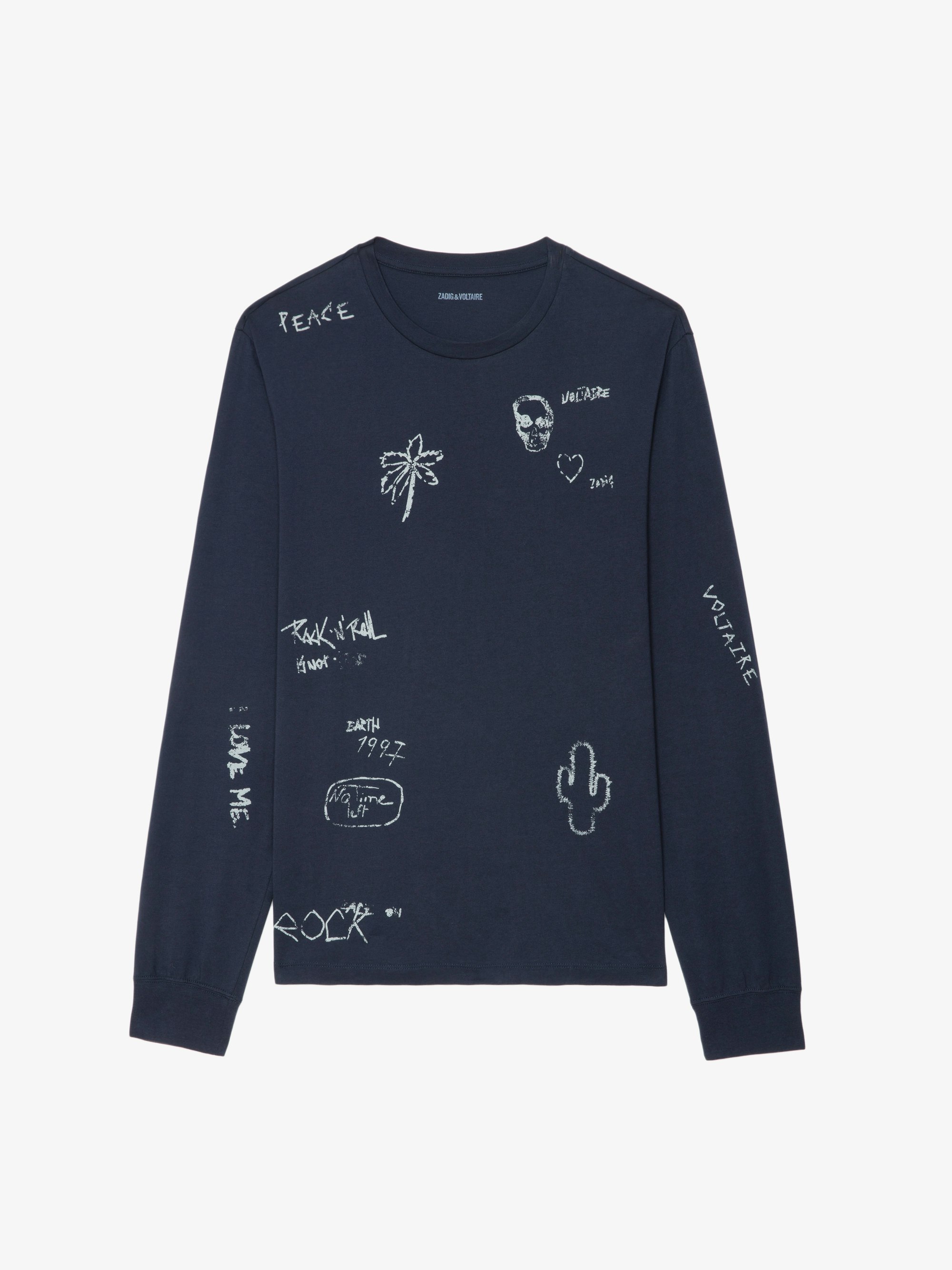 Tommy Grey T-shirt with Palm Print | Zadig&Voltaire