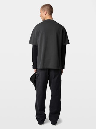 Teddy T-shirt - Oversized dark grey organic cotton t-shirt with short sleeves and "Voltaire" print.