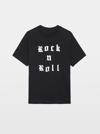 Teddy Rock 'n' Roll T-Shirt - Oversized short-sleeve t-shirt with "Rock'n'Roll" print and studs on the front.