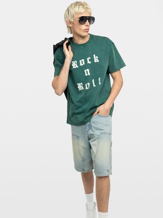 Teddy Rock 'n' Roll T-Shirt - Oversized short-sleeved T-shirt with print and studs on the front.