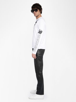 Timo T-shirt - Long-sleeved t-shirt with flock and embroidered customisations.