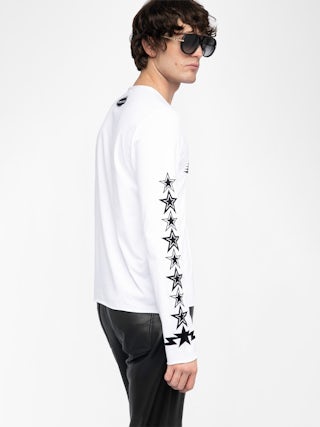 Timo T-shirt - Long-sleeved t-shirt with flock and embroidered customisations.