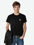 Tommy Skull XO T-shirt - Men's black cotton T-shirt featuring a Skull XO patch on the chest.