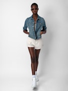 Smiley Shorts - Women's pink sweat shorts with Zadig et Voltaire logo on the side.