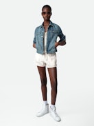 Smiley Shorts - Women's pink sweat shorts with Zadig et Voltaire logo on the side.
