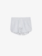 Smile Shorts - Light grey marl cotton shorts with drawstring ties decorated with charms.