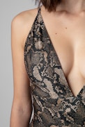 Costume da bagno Low neck pitonato - Costume da bagno intero stampa pitonata marrone donna