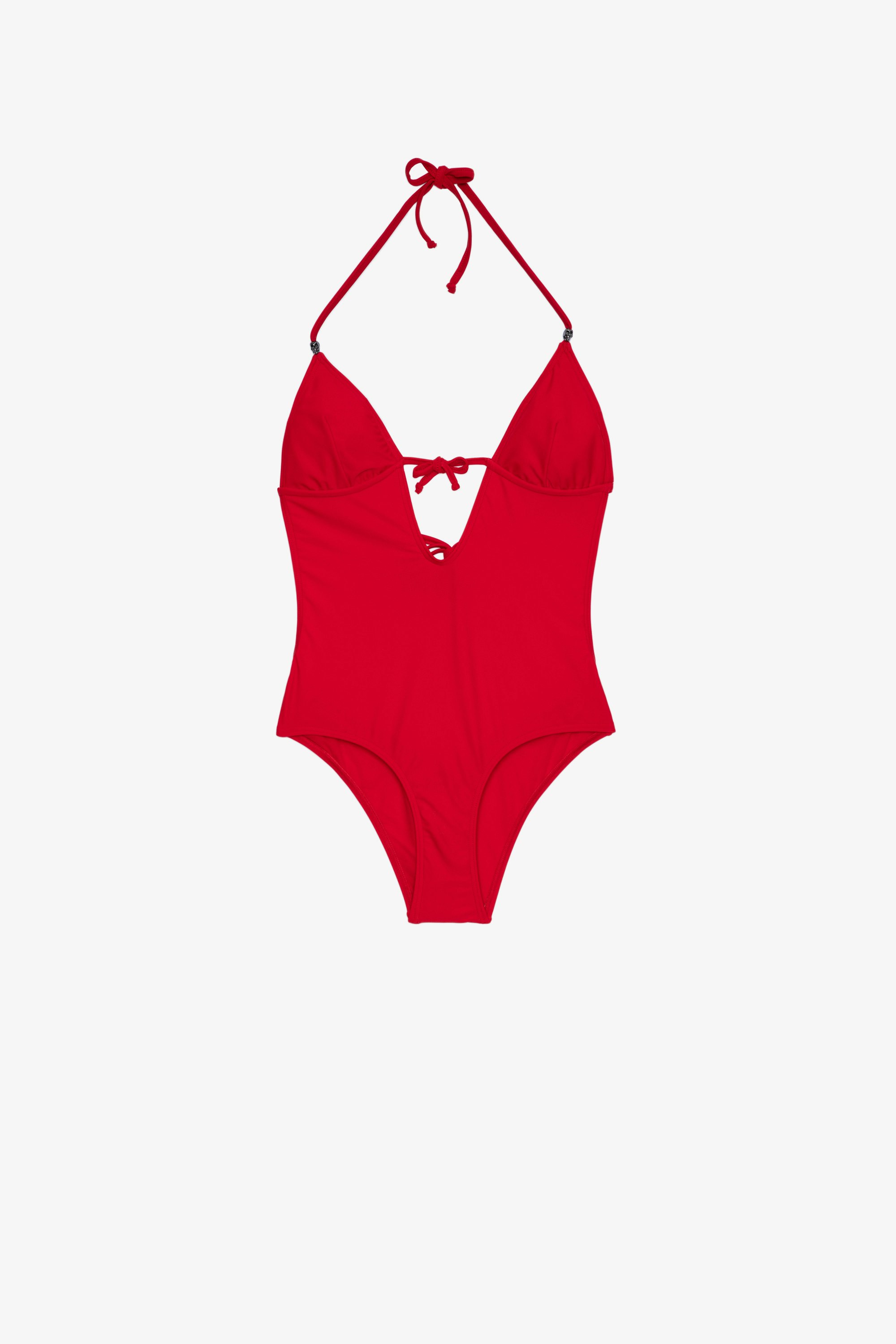 Skull swimsuit 1-piece women's swimsuit in red