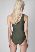 Monogrammed swimsuit - 1-piece women's swimsuit in khaki