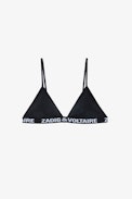 ZV Triangle Bikini Top - Women's black padded bikini top with ZV signature band