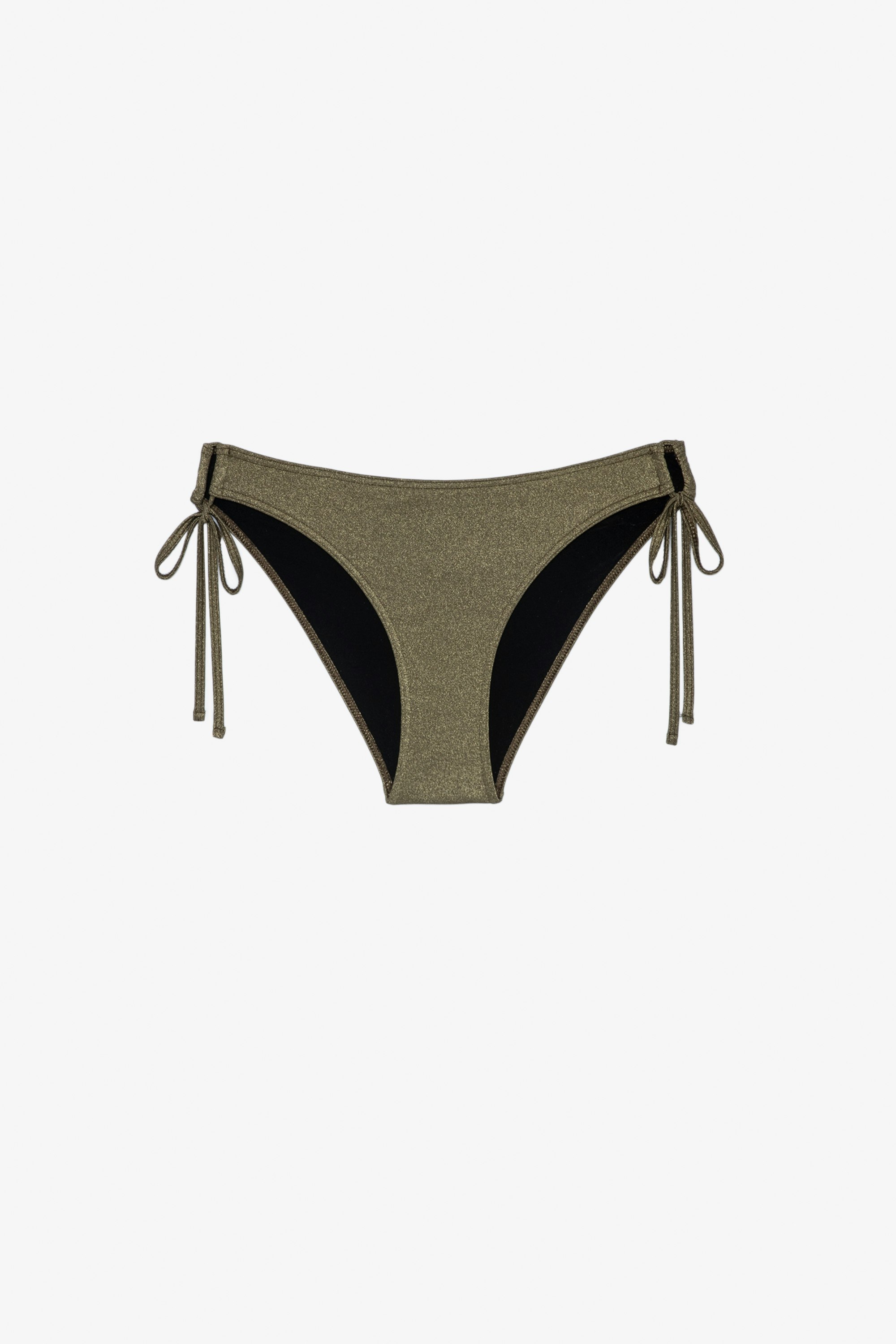 Maillot de Bain Lumiere Culotte bikini maillot de bain kaki effet métallisé à nouer Femme
