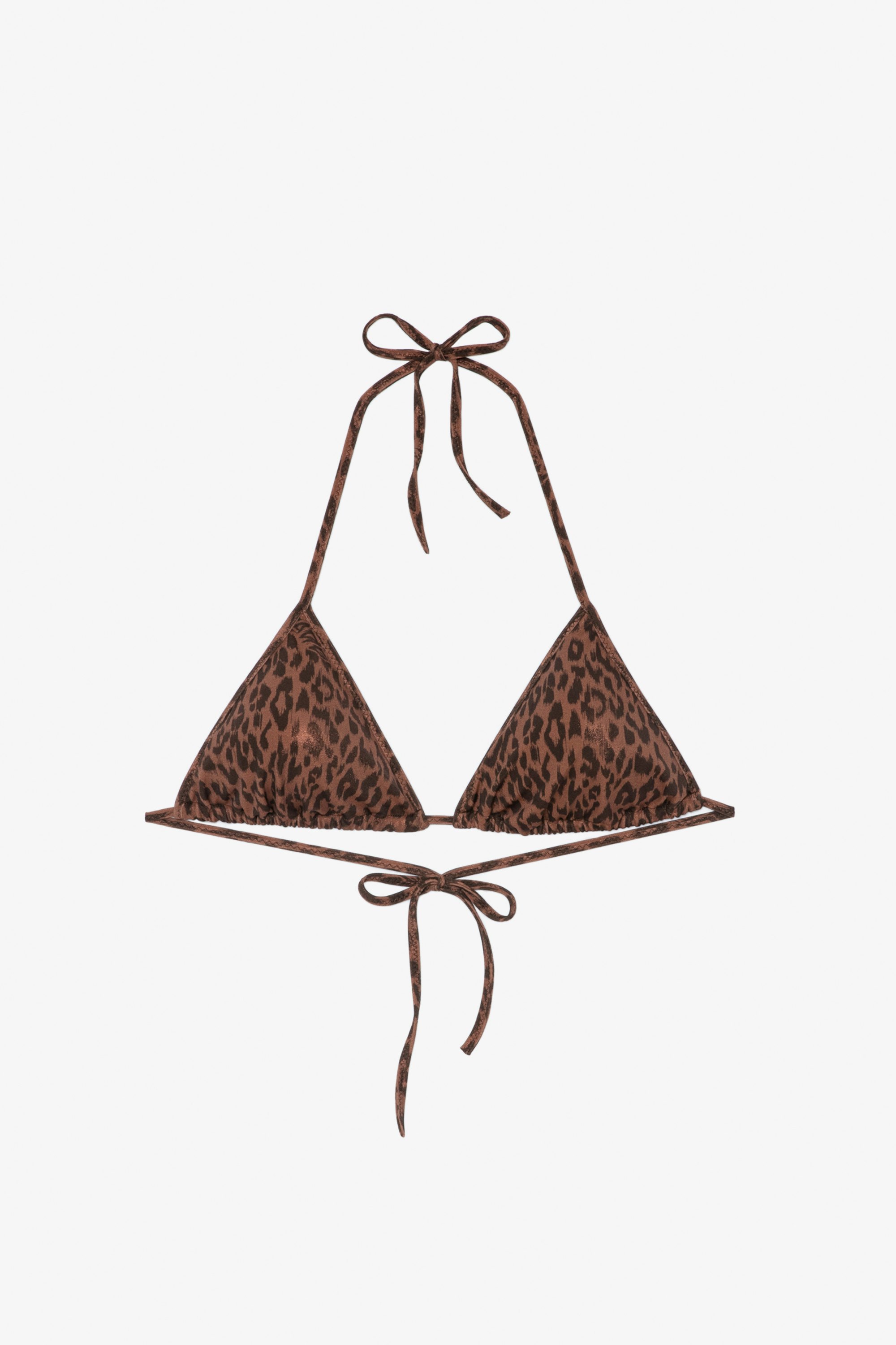 Maillot de Bain Léopard Triangle bikini maillot de bain paddé marron imprimé léopard effet métallisé Femme