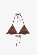 Léopard Bikini Top - Women's padded bikini top in brown leopard print with metallic effect