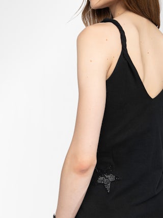 Stella Diamanté Star Dress - Women's black sleeveless dress with diamanté stars.