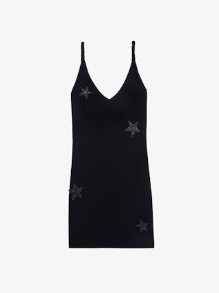 Stella Diamanté Star Dress - Women's black sleeveless dress with diamanté stars.