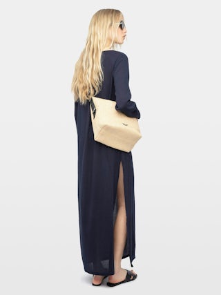Delia Dress - Long dress with long sleeves and wing fastenings.