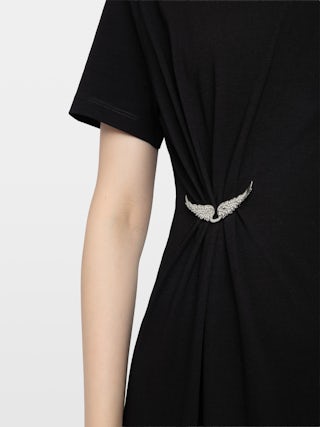 Dress Raja - Long pleated dress with short sleeves.