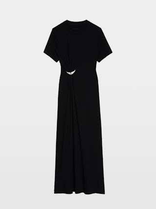 Dress Raja - Long pleated dress with short sleeves.