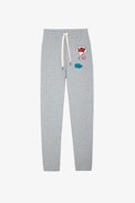 Pantaloni da Jogging Sofia - Pantaloni jogger in cotone grigio screziato con motivi - Donna