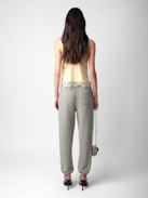 Sofia Jogging Bottoms - Grey jogging bottoms with drawstring ties and ZV print.