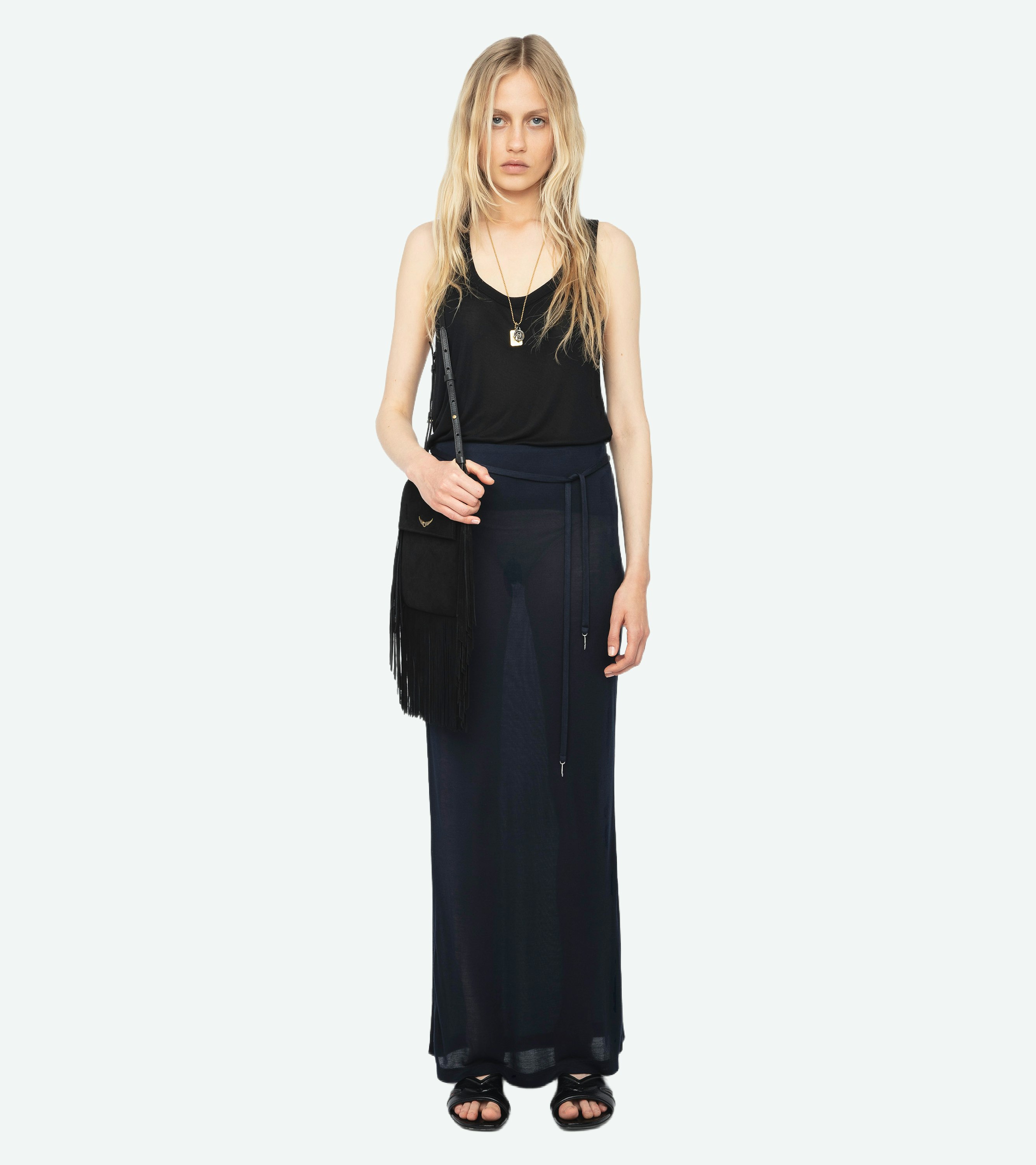 Giada Skirt - Long slit skirt with elastic waistband.
