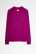 Upper Badge Sweatshirt - Women's cotton sweatshirt with embroidered badge