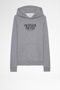 Georgy Photoprint Sweatshirt - Women's gray cotton hoodie with cactus print. Made with fibers from organic farming.