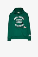 Felpa Spencer Blason - Felpa con cappuccio in cotone verde, donna. Reallizzato con fibre da agricoltura biologica