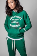 Felpa Spencer Blason - Felpa con cappuccio in cotone verde, donna. Reallizzato con fibre da agricoltura biologica