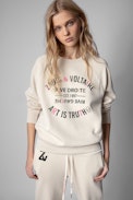 Upper Blason Brode Sweatshirt - Women's beige embroidered cotton sweatshirt. Made with fibers from organic farming.