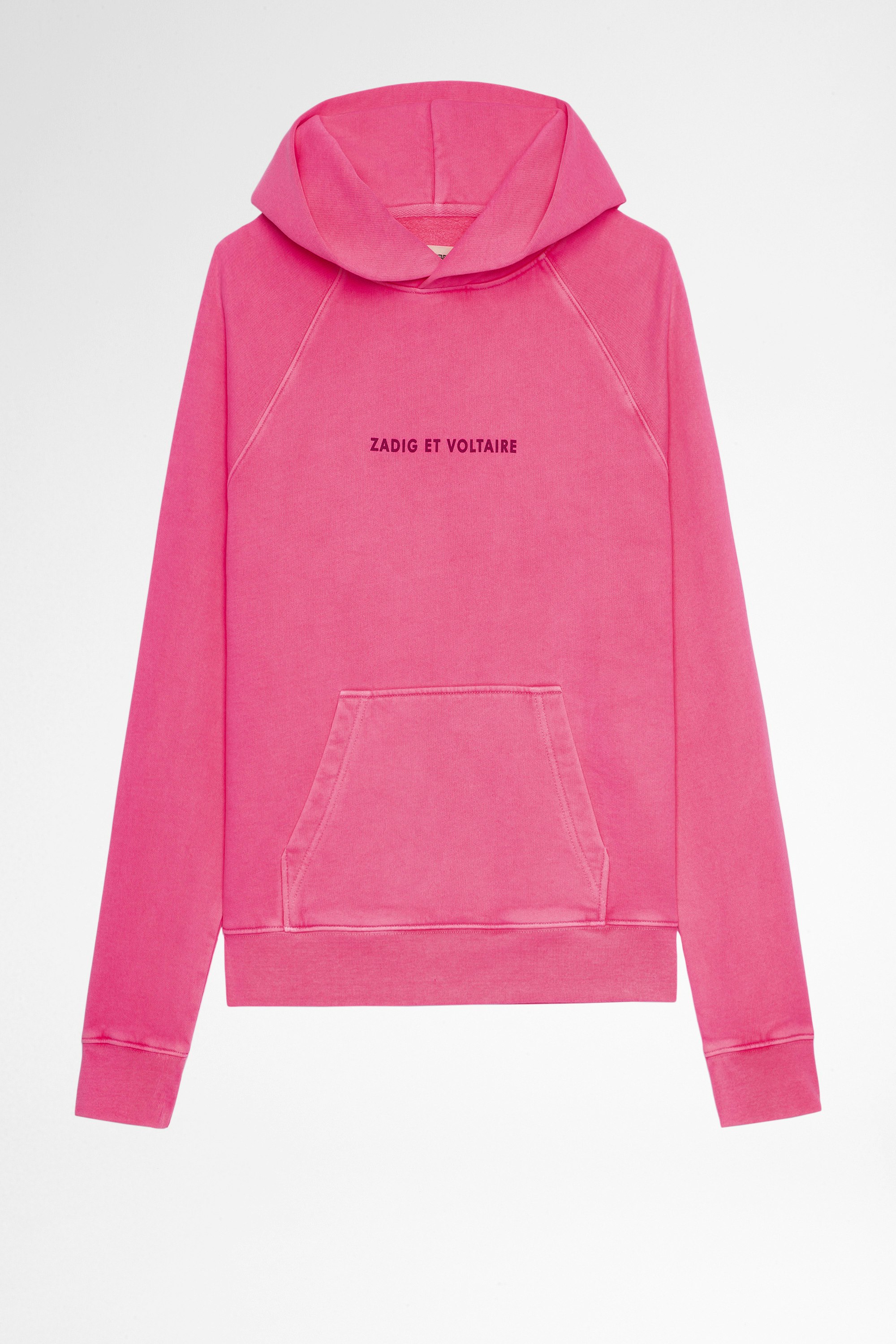 Sweatshirt Georgy Happy Damen-Hoodie aus rosafarbener Baumwolle. Hergestellt mit Fasern aus biologischem Anbau