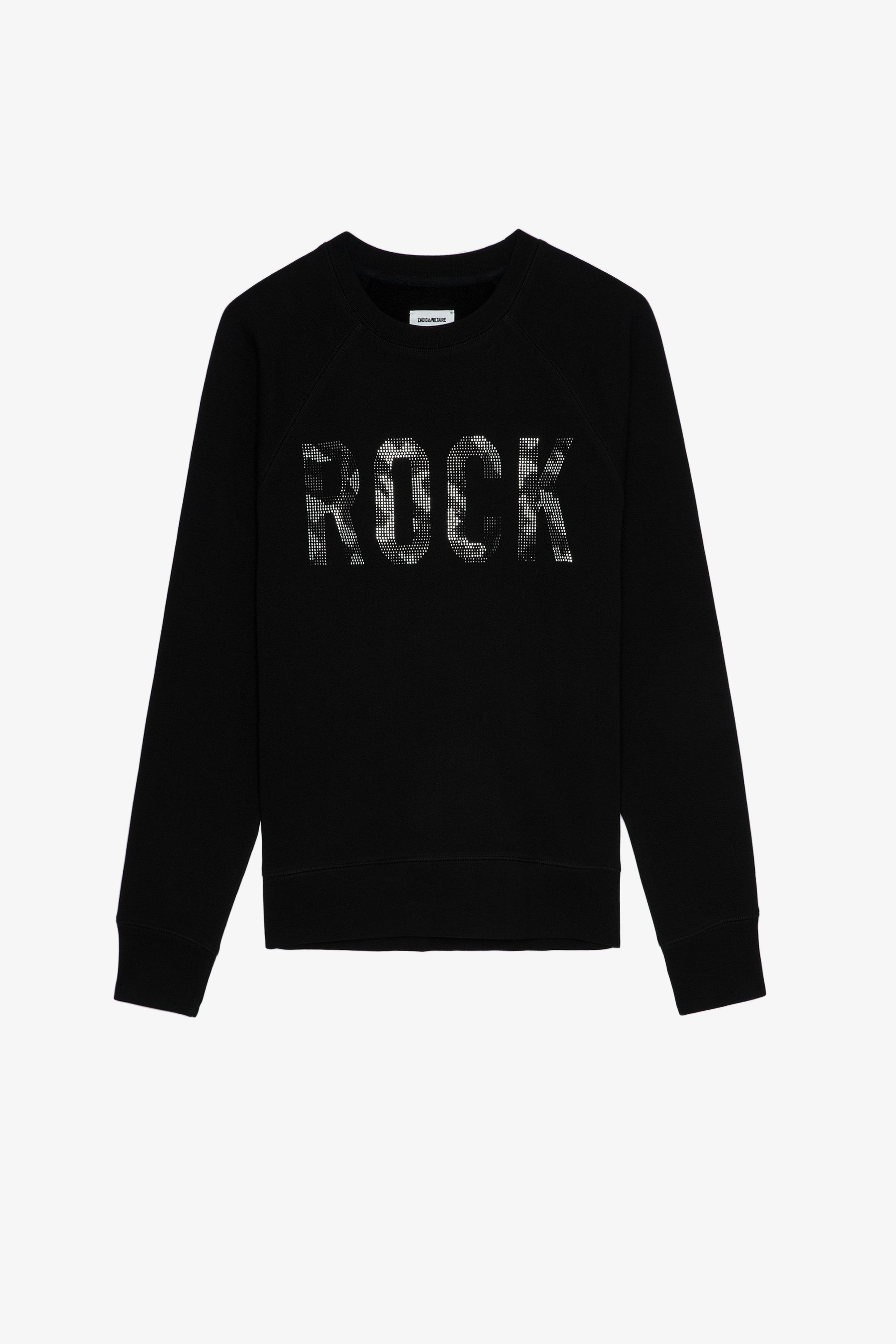 Upper Camo Strass Sweatshirt - Women's black sweatshirt with rhinestones.