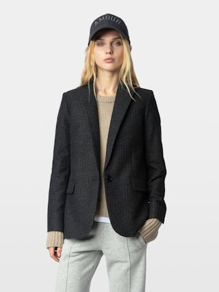 Chill Jogging Trousers - Straight, wide-leg light heather grey fleece joggers with pockets and ZV signature rhinestone wings.