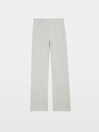 Chill Jogging Trousers - Straight, wide-leg light heather grey fleece joggers with pockets and ZV signature rhinestone wings.