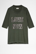 Sudadera Portland Love - Sudadera de mujer de algodón caqui Love Now. Confeccionado con fibras procedentes de la agricultura ecológica.