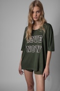 Sudadera Portland Love - Sudadera de mujer de algodón caqui Love Now. Confeccionado con fibras procedentes de la agricultura ecológica.