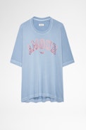 Sudadera Portland Amour - Sudadera Amour de manga corta de algodón azul cielo para mujer