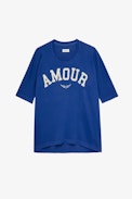 Sudadera Portland Amour - Sudadera azul con estampado «Amour» y alas para mujer