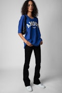 Sudadera Portland Amour - Sudadera azul con estampado «Amour» y alas para mujer